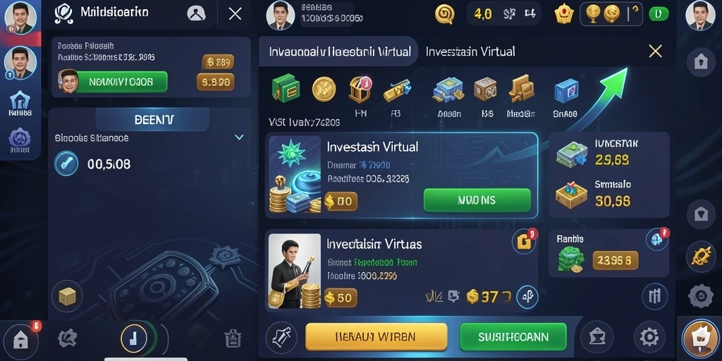 Tangkapan layar menampilkan layar utama dengan tema slot yang menarik.
